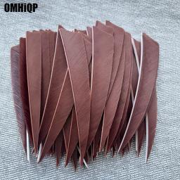 Brown Turquia penas para qualquer madeira e bambu arco e flecha, escudo seta pena, direita e esquerda asa pena, Fletching pena, 100 unid, 4in - Image 2