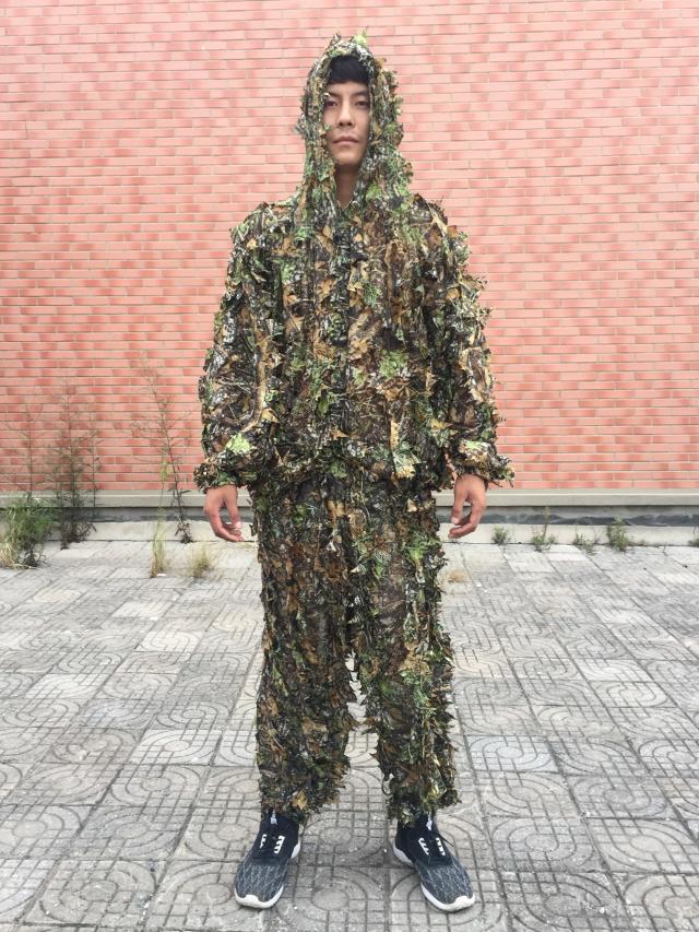 Homens mulheres crianças ao ar livre ghillie terno camuflagem roupas selva terno cs treinamento folhas roupas de caça terno calças jaqueta com capuz
