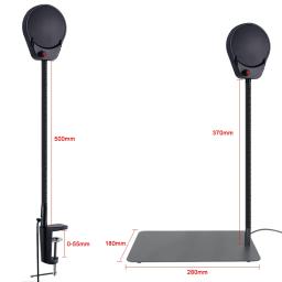 Lupa de mesa dobrável com luzes LED, Lupa USB com base, leitura, reparo, soldagem, lâmpada de mesa, 10X, 20X - Image 3