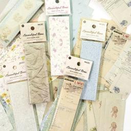 60 pçs do vintage flor textura material papel retro planta manual de fundo cartão de papel decorativo lable junk journal planner - Image 1