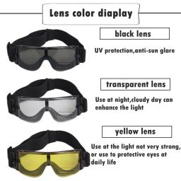 Óculos táticos 3 lentes airsoft balístico óculos de proteção à prova de vento caça paintball - Image 5