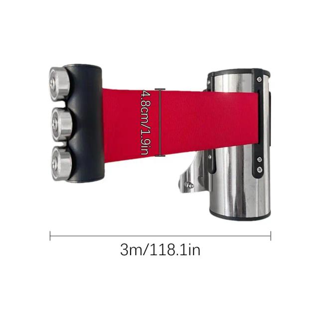 Aço inoxidável Retrátil Cinto, Wall Mount, Fita Barreira Fita, Multidão Controle, Esporte ao ar livre Stanchion, Fila Fila, 2 m, 3 m