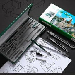 Lápis profissional e bússola conjunto, ferramenta de desenho, metal instrumento mecânico, papelaria escritório, 15pcs - Image 5