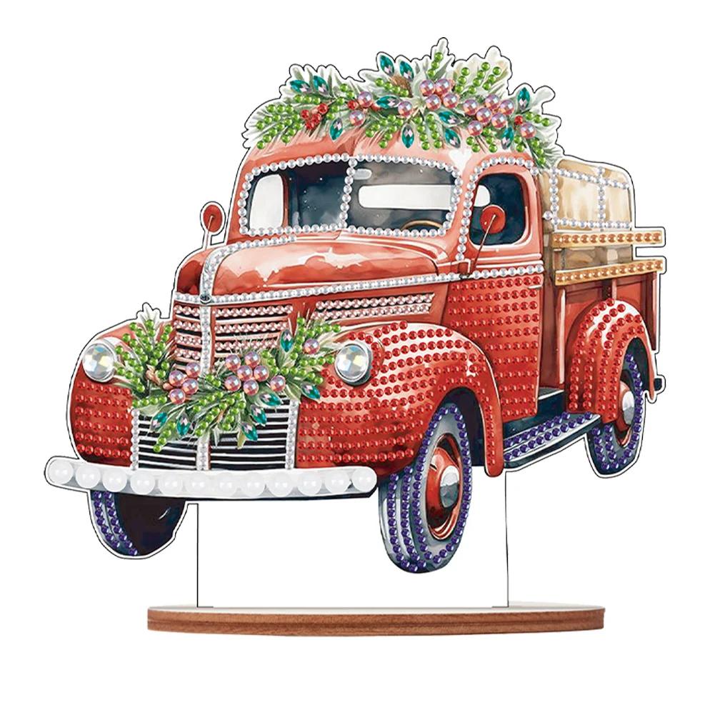 Madeira Diamante Pintura Tabletop Ornamentos Kit, Xmas Shop, DIY Arte, Tabletop Decorações para Mesa De Natal, Escritório, Decoração De Casa - Image 1