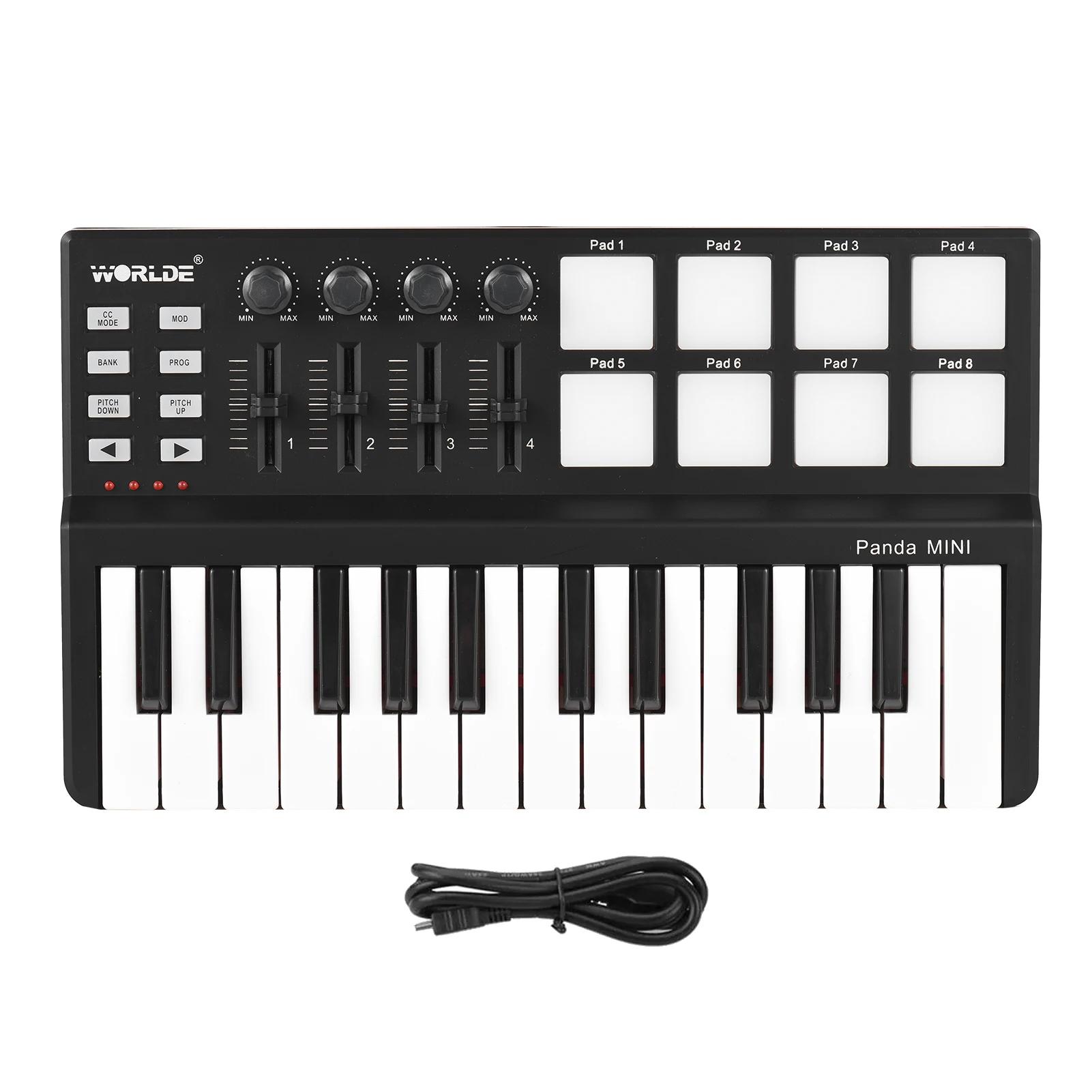 Worlde-Panda Mini Teclado Portátil e Drum Pad com Controlador MIDI, Mini Teclado USB, Instrumentos Musicais Profissionais, 25 Teclas - Image 2