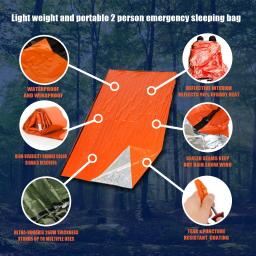 Saco de dormir portátil à prova d'água para sobrevivência de emergência, equipamento de acampamento edc ao ar livre, saco térmico, kit de primeiros socorros, cobertor mylar - Image 5