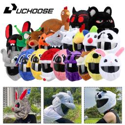 Motocicleta Capacete Proteção Chapelaria Capa, Cartoon Fluffy Plush Set, Full-Face Caso protetor, Moto Segurança, na moda - Image 1