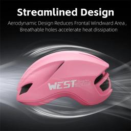 West Biking-Capacetes de ciclismo rosa leves integrados com luzes LED para casais, MTB, capacetes de segurança para bicicletas, femininos - Image 3