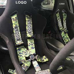 Camuflagem Logo Estilo Cinto de Segurança, Snap-On Camlock Racing Harness, ajustável Drift Alça de Segurança, 4 Ponto, 3" - Image 3
