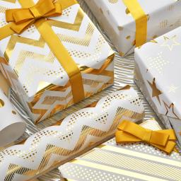 Rolo De Papel De Embrulho, Estrelas Douradas, Pontos De Onda, Artesanato, Envoltório De Presente, Casamento, Crianças, Aniversário, Feriado, Baby Shower, 4 Pcs - Image 2
