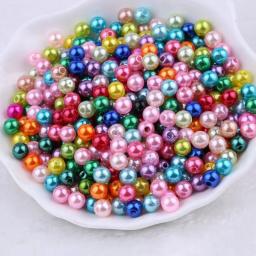 10-1000 pçs abs imitação de pérola contas com furos solto redondo acrílico grânulo gradiente pérola grânulo artesanato meia redonda pérola diy jóias - Image 6