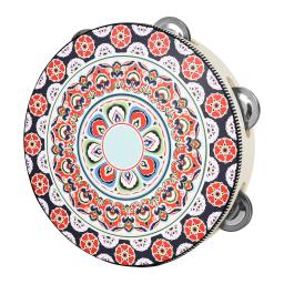 Tamborim mão tambor com aço inoxidável sinos, Dunhuang estilo percussão, instrumentos musicais, Red Flower tambores, Orff, 8" - Image 5