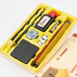 Beginner's Caligrafia Escova Set, Água Escrita Pano, Ink Pen, Papel Inkstone, Caixa de Presente, 10 pcs - Image 3
