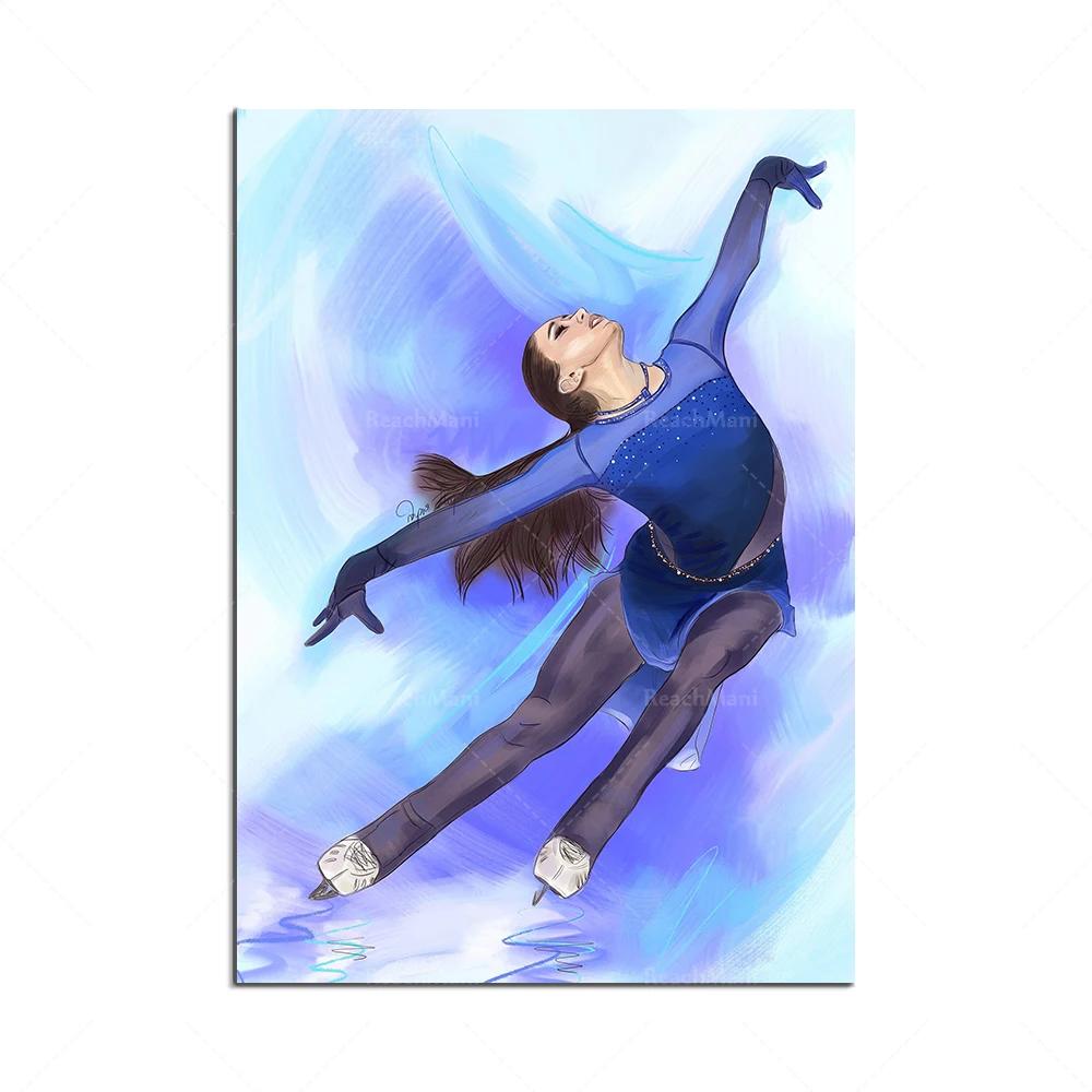 Patinação artística patinação de patins cartaz, patinação foto decoração imagem ídolo parede arte pintura da lona sala estar decoração casa presente - Image 1
