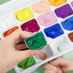 Conjunto de Pigmentos com Copo Gelatina, Tinta Guache, Tintas Acrílicas, Estojo de Transporte, Artigos Artísticos Seguros para Artistas, Crianças, 30ml, 24 peças - Image 3