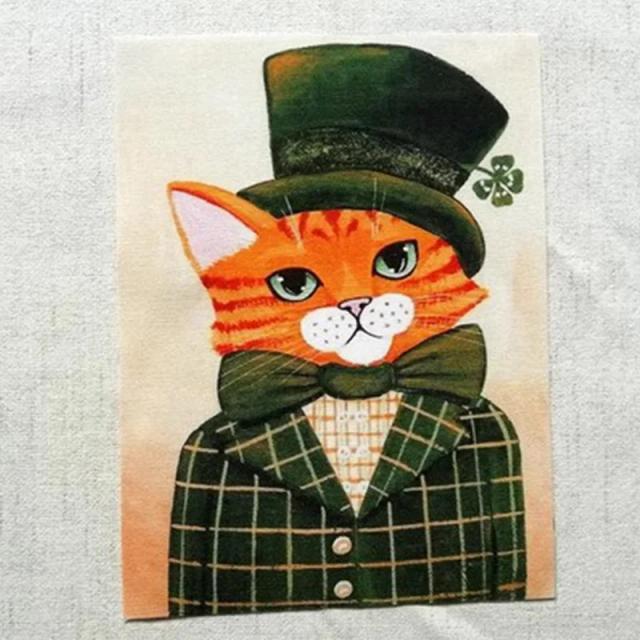 Tecido de Algodão com Estampa de Gato para Patchwork e Bordado, 15x20cm, Ideal para Criação de Bolsas e Sobremesas em DIY