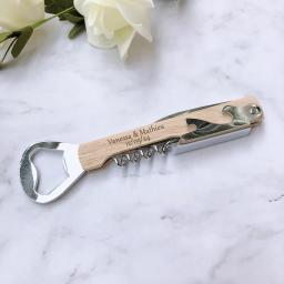 Personalizado Gravado Madeira Vinho Saca-rolhas e Abridor De Garrafas De Cerveja, Favor De Festa De Casamento, Presentes Personalizados Para Convidados, Pacote De 10Pcs - Image 1