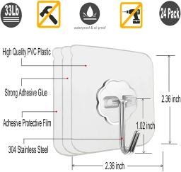 Tansi ganchos autoadesivos transparentes de aço inoxidável, 100 peças, toalha de banheiro, armazenamento de roupas, ganchos adesivos, cabides de chave, armazenamento - Image 5