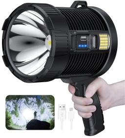 Refletor recarregável 900000   Lumens led luzes de ponto portátil grande lanterna super brilhante ao ar livre holofotes solares holofote - Image 1