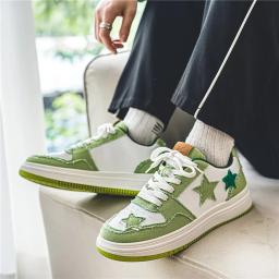 Sapatos de skate estrela verde para homens e mulheres, calçados esportivos casuais, tênis de skate robusto antiderrapante, unissex, na moda, tamanho grande, 35-44 - Image 2