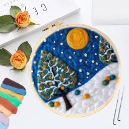 Chenistory DIY Lã Felting Pintura com Bordado Kit, Agulha De Feltro Set, Cenário DIY Criativo, Decoração De Casa - Image 2
