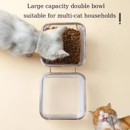 Transparente Pé Alto Duplo Pet Bowl com suporte dourado, Alimentador de água levantada, Cat Food Feeder, Dog Bowl Supplies - Image 2