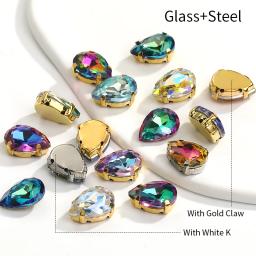 10pc glitter gota de cristal strass mão costurar em pedras de vidro ornamento contas de diamante para o vestido diy artesanato garra broca acessórios - Image 3