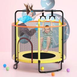 Trampolim interior e exterior com rede protetora para crianças, cama bouncy, barra horizontal, puxar anel, casa - Image 2