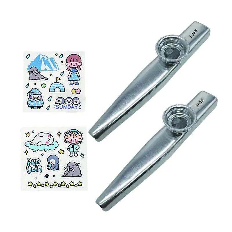 Metal Kazoos Instrumentos Musicais, Flautas De Boca De Diafragma, Bom Companheiro Para Guitarra, 2Pcs - Image 1