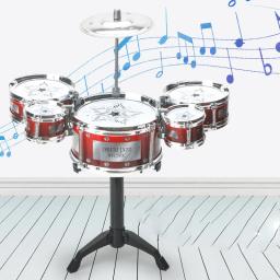 Simulação jazz tambor música com 5 tambores conjuntos de instrumentos musicais brinquedos cymbal varas rock conjunto mão tambor instrumento musical brinquedo - Image 2