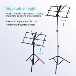 GUITTO GSS-03 Folding Music Sheet Stand com Bolsa de Transporte, alumínio portátil Liga Tripé, Music Stands Titular, altura ajustável - Image 2