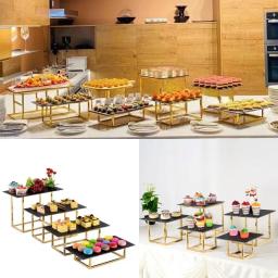 Brilhante Placa De Ouro Bandejas, Suporte Do Bolo, Mesa De Bar De Doces, Buffet De Banquete, Cupcake De Casamento, Biscoitos, Frutas Prato, Home Party, Festa Foods, 18 pcs - Image 1