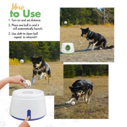 Máquina automática de buscar bolas para cães, lançador de bolas para cães pequenos e médios, 3 dimensões de lançamento, lançador de bolas para brinquedos para cães - Image 4