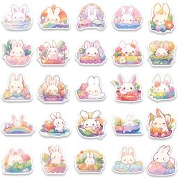 Cute Rainbow Bunny Cartoon Adesivos, Decalques estéticos para bicicleta Garrafa Suitcase Scrapbooking, Etiqueta do presente das crianças, 50Pcs - Image 5