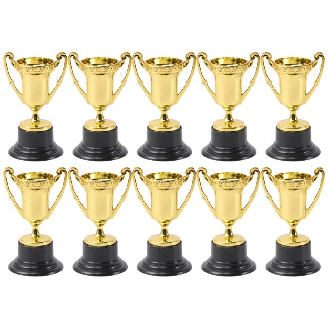 Troféus Criativos de Plástico para Crianças - Conjunto com 10 Pequenos Prêmios de Ouro para Brincadeiras e Material Escolar