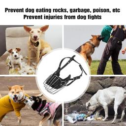 Cesta de metal ajustável para o cão, focinho do cão respirável, chumbo de couro, Anti mordida, Anti latido, gaiola de cesta de arame - Image 4
