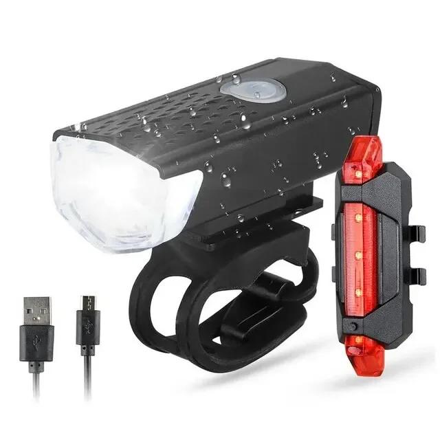 USB recarregável Bike Front Light Set com lanterna traseira, acessórios de bicicleta, fácil de instalar, 3 modos - Image 1