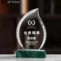 Troféu de cristal de mármore personalizado, lembrança de honra criativa high-end, prêmio de decoração, medalha de forma geométrica, 1pc - Image 6