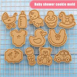Chá de bebê cookie embosser molde dos desenhos animados cookie molde casa cozimento diy fondant molde 3d biscoito imprensa corte morrer decoração do bolo - Image 1