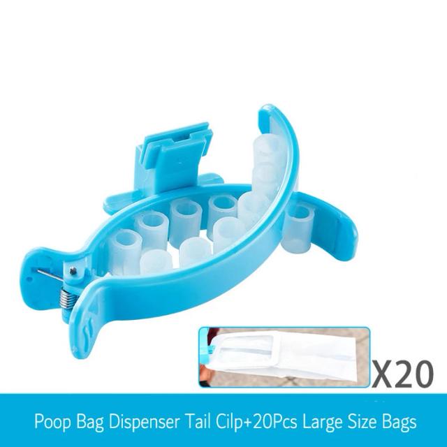 Dispensador Higiênico para Sacos de Cocô de Cães com Clipe e Suporte Automático Mãos Livres