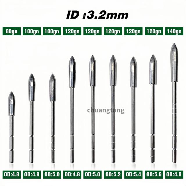 12 pces [musen] id3.2mm endurecido pontas de pontos de seta de aço inoxidável usadas para o treinamento de setas em competições de compostos reversos