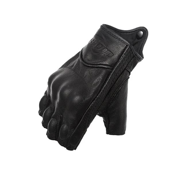 Luvas Respirantes de Meio Dedo em Pele de Carneiro para Motociclistas e Ciclistas Elétricos