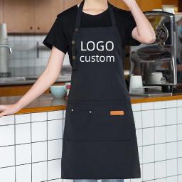 Impressão De Logotipo Personalizado Avental, Moda, Chá De Leite, Café, Loja De Flores, Prego De Cozimento, Panela Quente, Roupas De Trabalho Assinatura - Image 1