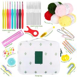 53 pçs kit de gancho de crochê tecelagem agulhas de tricô conjunto diy artes artesanato ferramentas de costura acessórios crochê suprimentos saco de armazenamento - Image 2