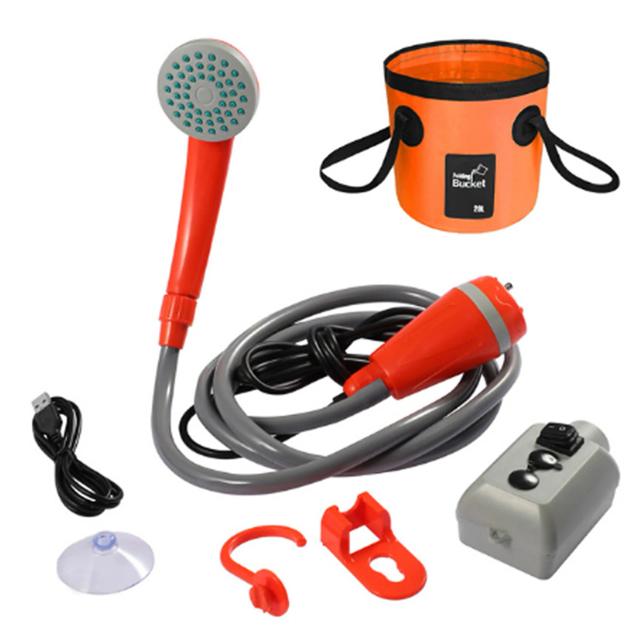 Chuveiro Portátil Dobrável de 20L para Camping com Bomba Recarregável e Cabeça de Chuveiro Ideal para Caminhadas e Viagens