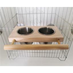 Copos de alimentação de pássaros suspensos para gaiola, Alimentador de papagaio, Tigela de comida e água com poleiro, fácil de instalar - Image 1