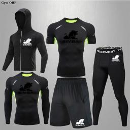 roupas masculinas conjuntos masculinos kimono jiu jitsu Compressão terno do esporte dos homens bjj mma rashguard muay thai kickboxing t camisas + calças conjuntos de camisas de boxe treino esportes faixa terno - Image 2