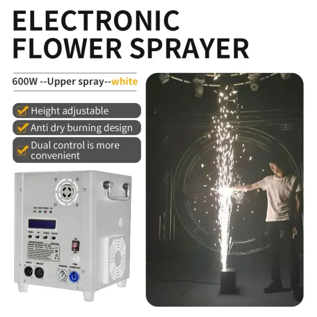 Máquina de Faísca Fria 600W para Palcos e Casamentos com Controle DMX e Efeitos de Fogos de Artifício
