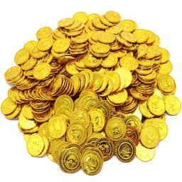 Moedas De Ouro De Piratas De Plástico, Adereços De Jogo Falso, Acessórios Engraçados De Cosplay, Tesouro De Natal, Jogando Brinquedos Para Crianças, 100Pcs - Image 6
