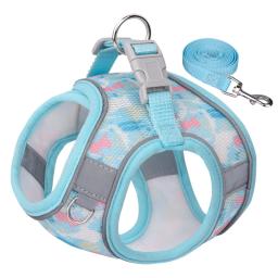 Colete de arnês para cães reflexivo respirável, Arnês para cães e gatos, Busto ajustável com coleira, fácil de usar, Pet Shop, verão - Image 1